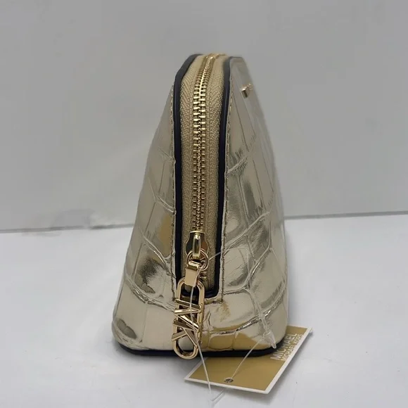 Michael Kors Empire Small Metallic Crocodile Embossed Leather Travel Pouch NWT - Picture 3 of 16